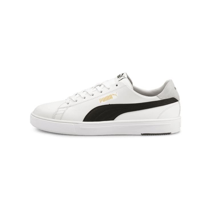 PUMA Serve Pro Lite Sneakers in White/Black/Team Gold Angle 1