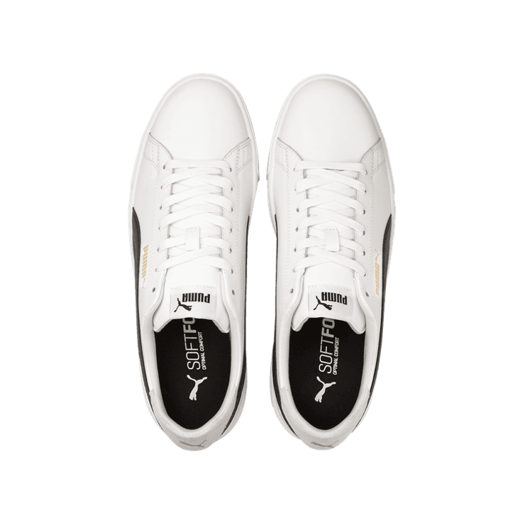 PUMA Serve Pro Lite Sneakers in White/Black/Team Gold Angle 2