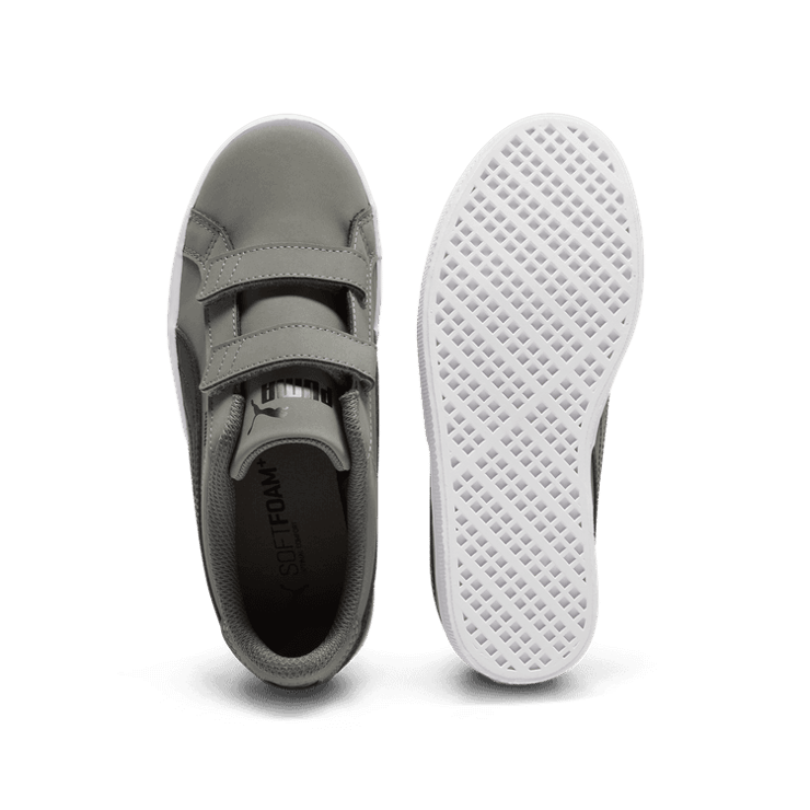PUMA Smash Vulc ' Trainers in Steel Grey/Black/White (GS) Angle 0
