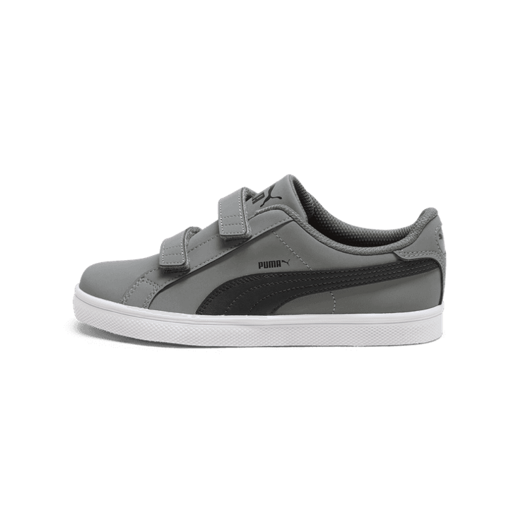 PUMA Smash Vulc ' Trainers in Steel Grey/Black/White (GS) Angle 1