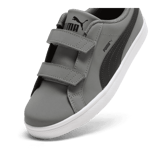 PUMA Smash Vulc ' Trainers in Steel Grey/Black/White (GS) Angle 2