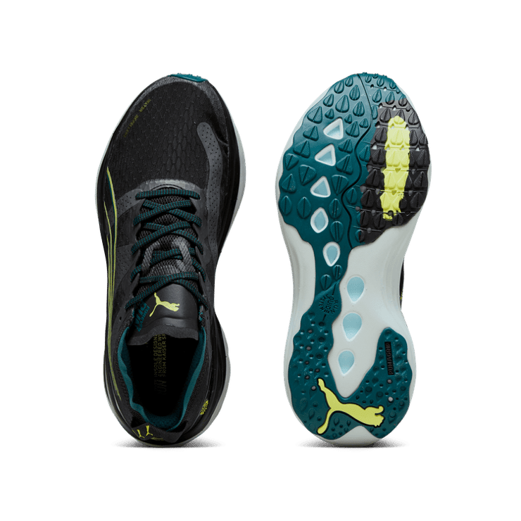 PUMA ForeverRun NITRO⢠WTR in Black/Malachite/Yellow Burst Angle 0