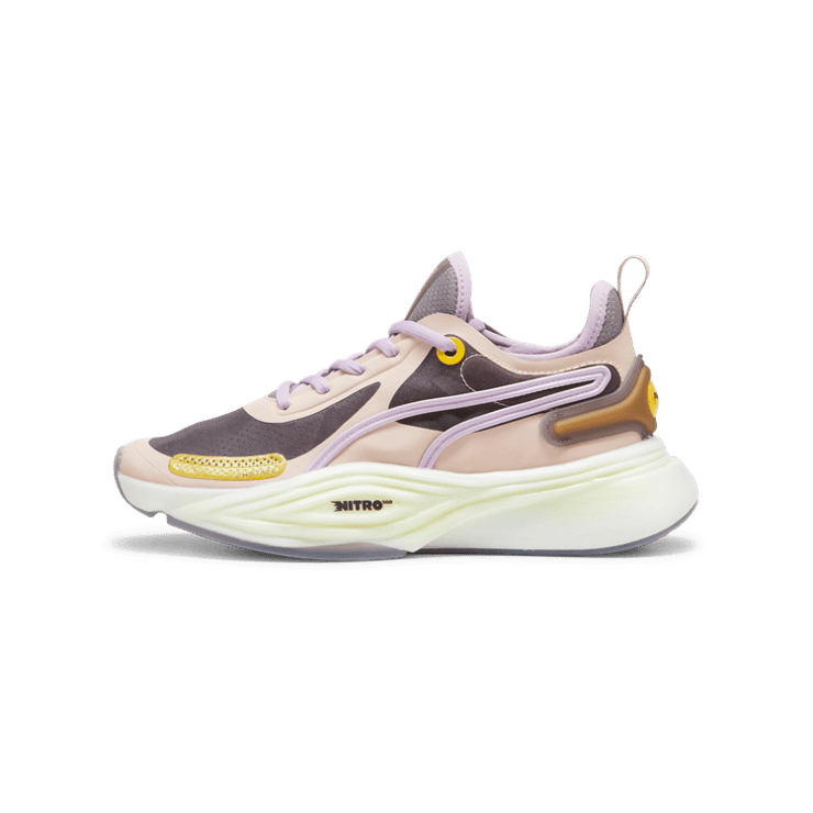 PUMA x lemlem PWR NITRO⢠SQD LEMLEM Training in Rose Quartz/Yellow Sizzle/Frozen Grape Angle 1
