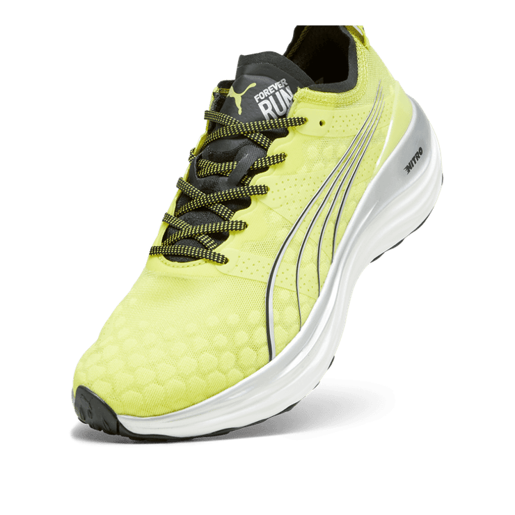 PUMA ForeverRUN NITROâ¢ in Yellow Burst/Black/Silver Angle 2