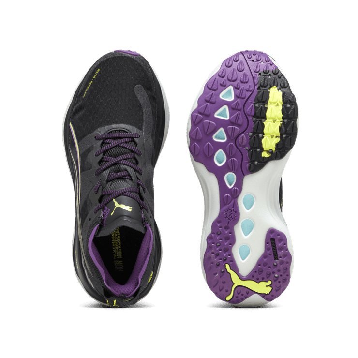 PUMA ForeverRun NITROâ¢ WTR in Black/Purple Pop/Yellow Burst Angle 0