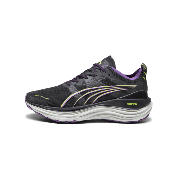 PUMA ForeverRun NITROâ¢ WTR in Black/Purple Pop/Yellow Burst Angle 1