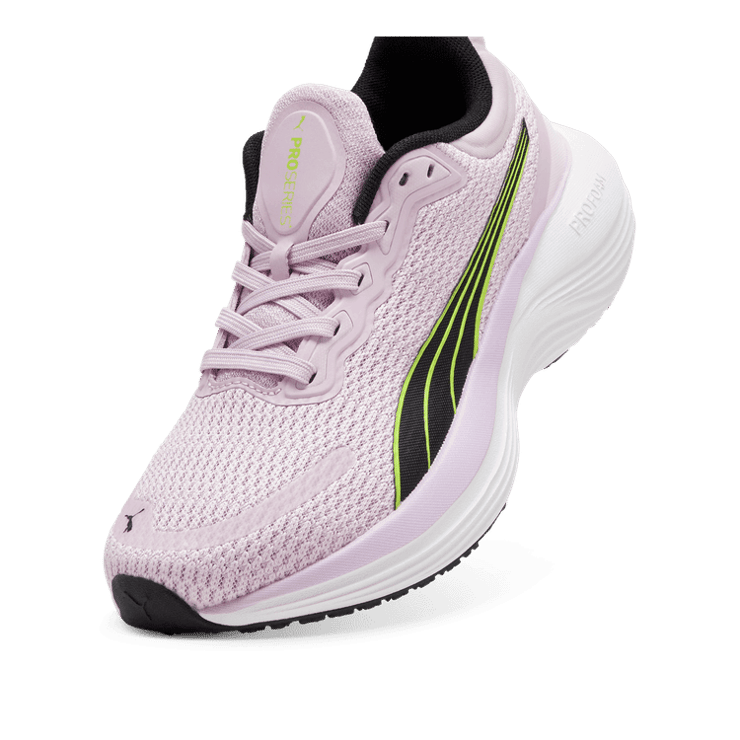 PUMA Scend Profoam Sneakers in Grape Mist/Black/Lime Pow (GS) Angle 2