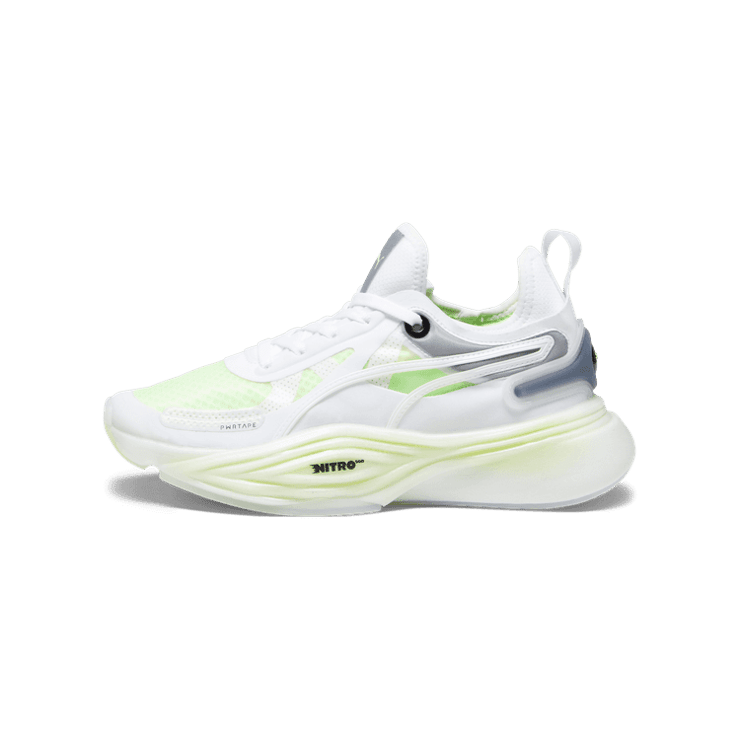 PUMA PWR NITRO⢠Squared Training in White/Speed Green Angle 1