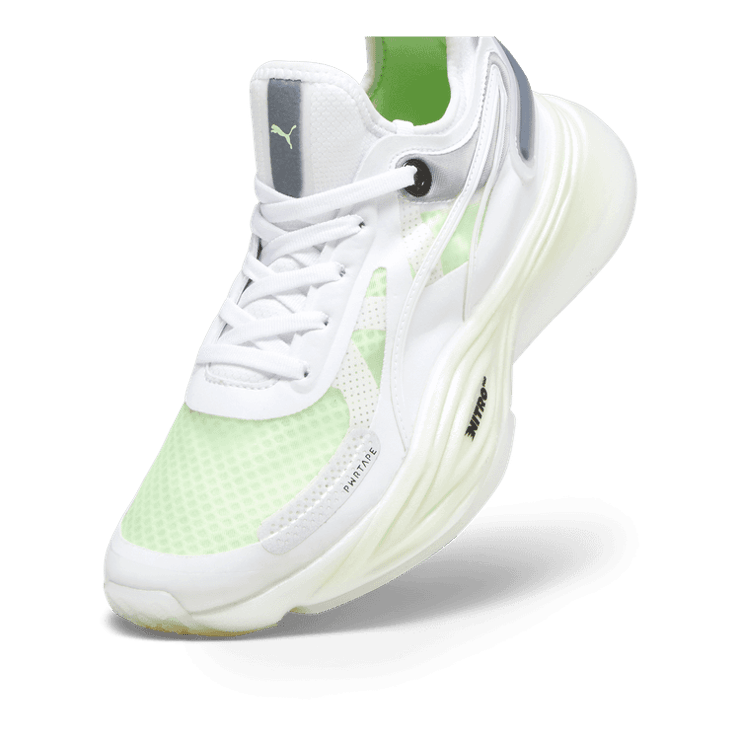 PUMA PWR NITRO⢠Squared Training in White/Speed Green Angle 2