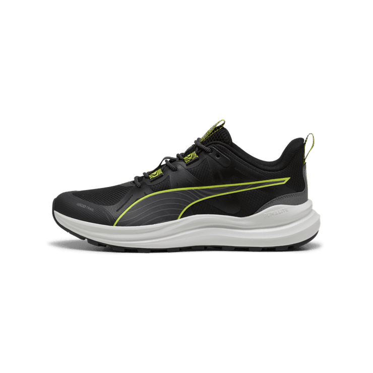 PUMA Reflect Lite Trail in Black/Cool Dark Grey/Lime Pow Angle 1