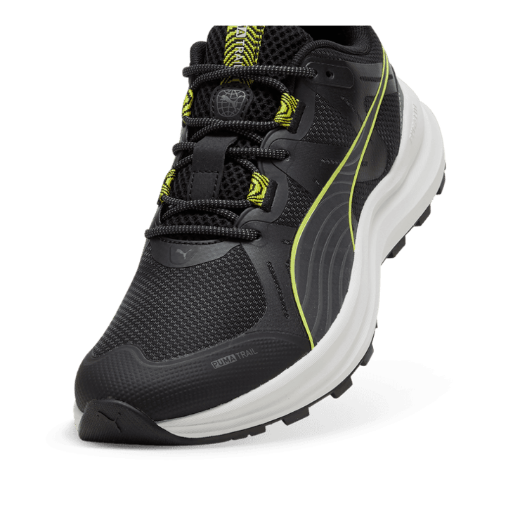 PUMA Reflect Lite Trail in Black/Cool Dark Grey/Lime Pow Angle 2