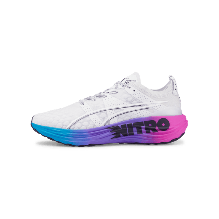 PUMA ForeverRun NITROâ¢ SUNSET in White/Luminous Blue/Electric Orchid Angle 1