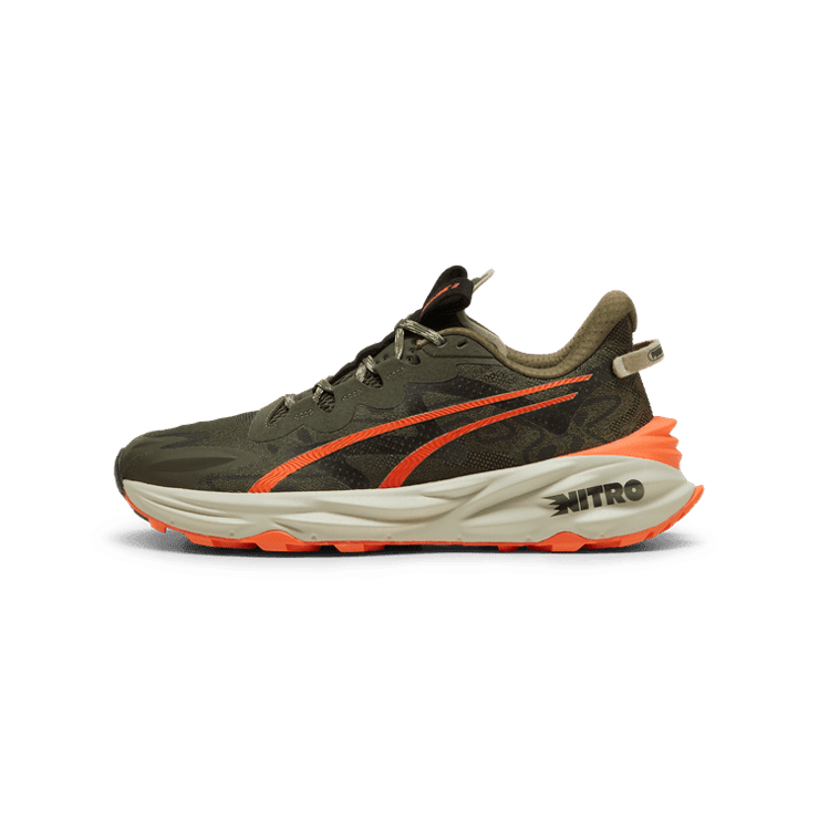 PUMA SEASONS Fast-Trac NITROâ¢ 3 Trail in Dark Olive/Flame Flicker/Desert Dust Angle 1