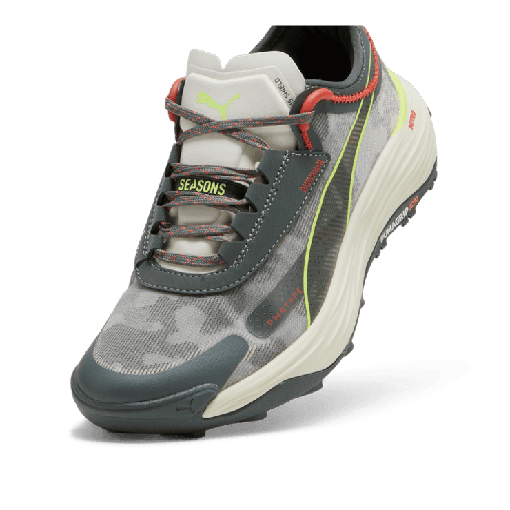 PUMA SEASONS Voyage NITRO⢠3 in Mineral Grey/Active Red/Lime Pow Angle 2