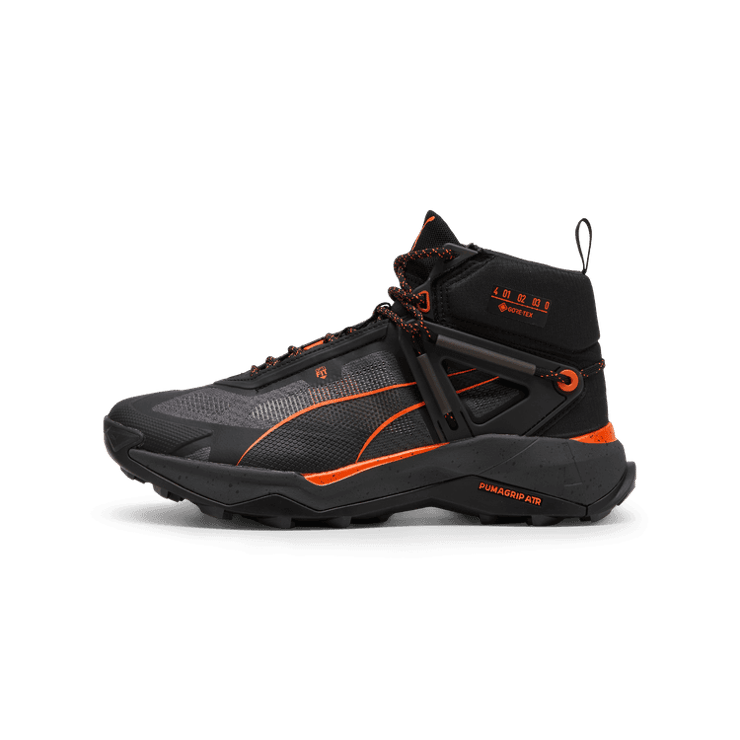 PUMA SEASONS Explore NITROâ¢ Mid GORE-TEX Hiking in Black/Grey Skies/Flame Flicker Angle 1