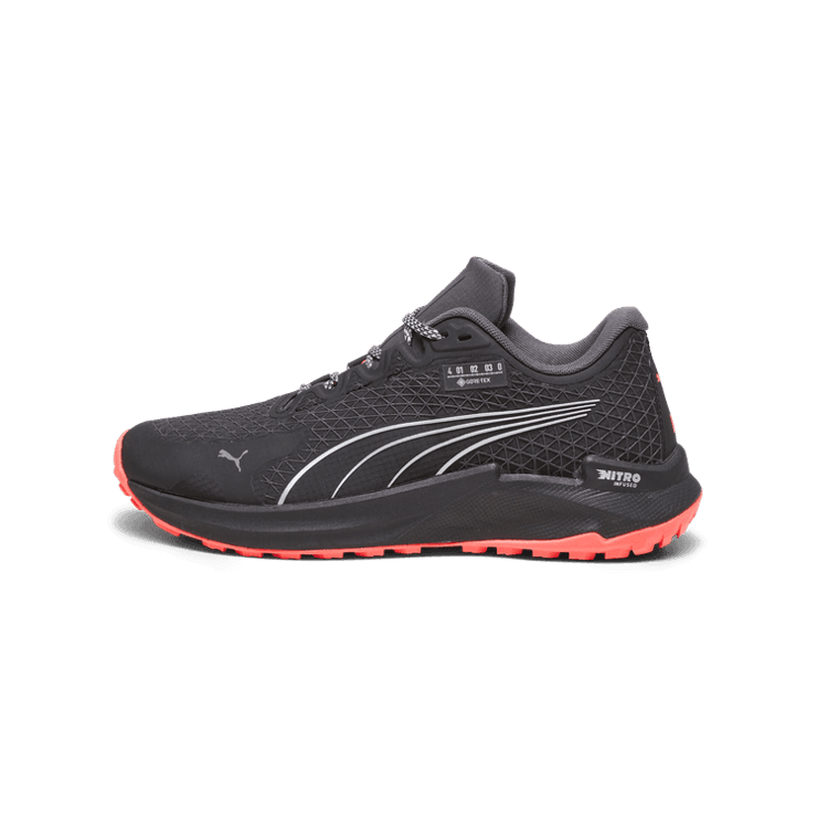 PUMA SEASONS Fast-Trac NITROâ¢ GORE-TEXÂ® in Black/Fire Orchid Angle 1