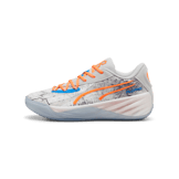 PUMA All-Pro NITROâ¢ RJ Barrett Basketball in Cool Light Grey/Ultra Orange Angle 1