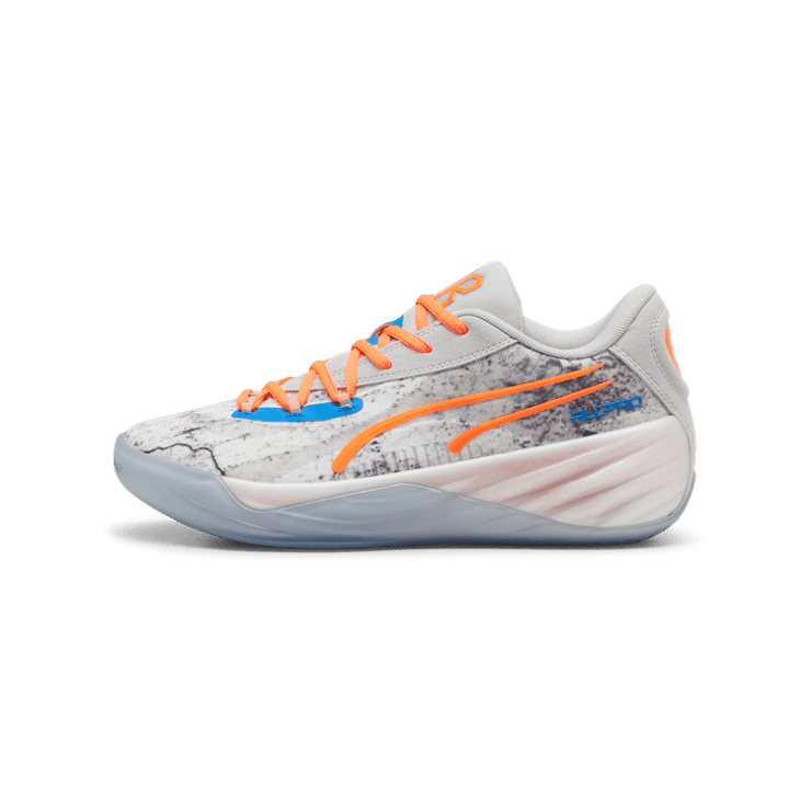 PUMA All-Pro NITRO⢠RJ Barrett Basketball in Cool Light Grey/Ultra Orange Angle 1