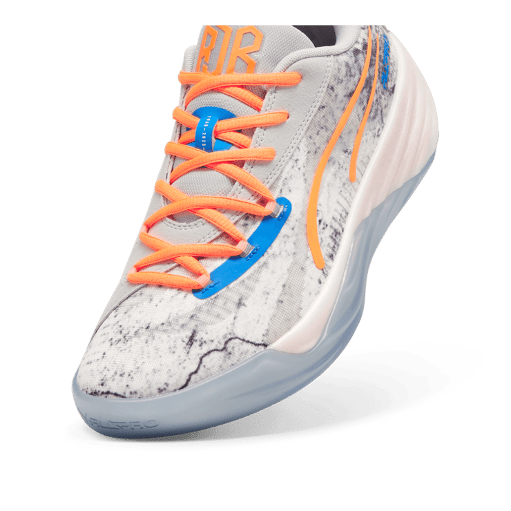PUMA All-Pro NITRO⢠RJ Barrett Basketball in Cool Light Grey/Ultra Orange Angle 2
