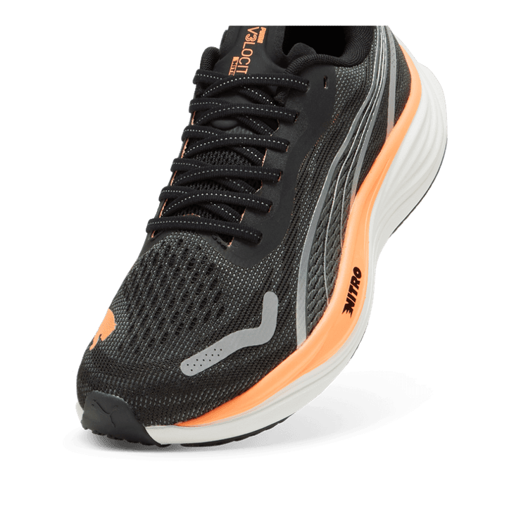 PUMA Velocity NITROâ¢ Wide in Black/Silver/Neon Citrus Angle 2