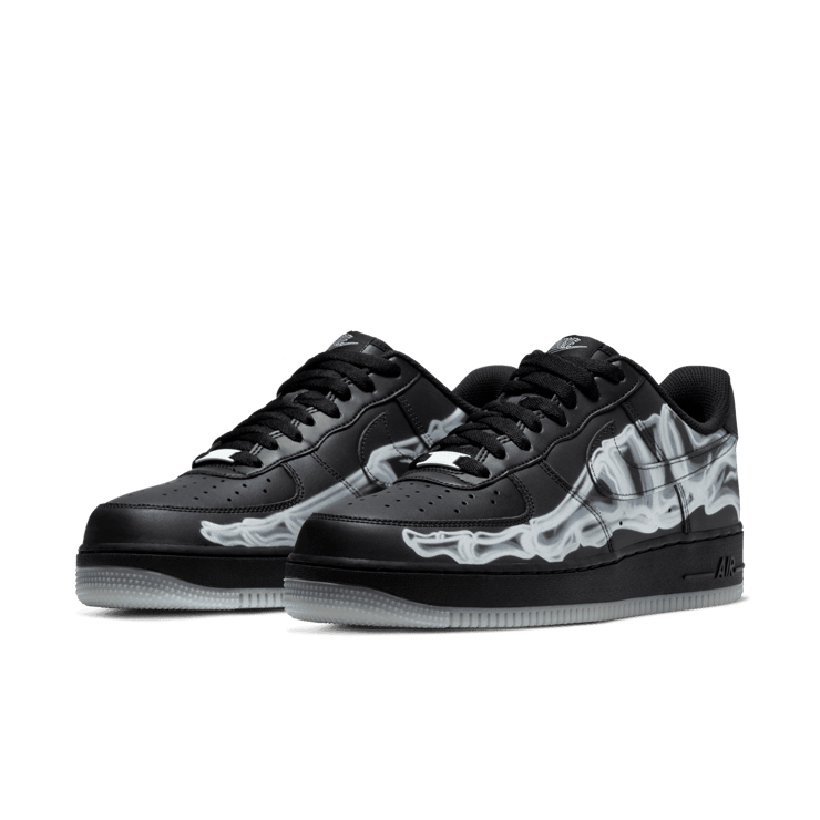 Nike Air Force 1 Low Black Skeleton Halloween (2019) Angle 2