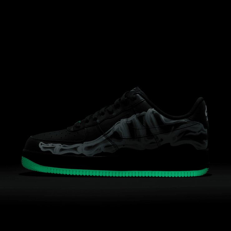 Nike Air Force 1 Low Black Skeleton Halloween (2019) Angle 5