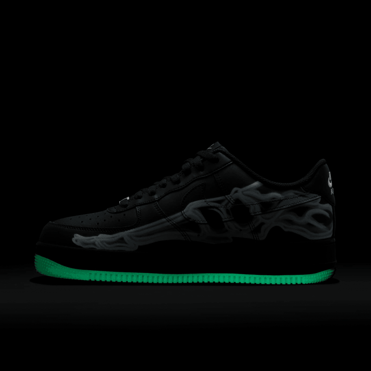 Nike Air Force 1 Low Black Skeleton Halloween (2019) Angle 6