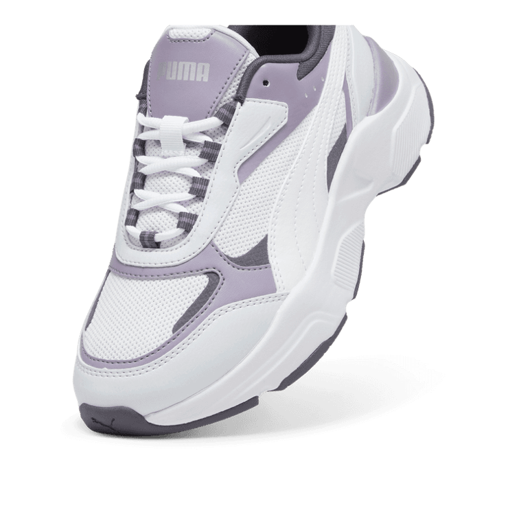 PUMA Cassia Sneakers in Silver Mist/White/Galactic Grey Angle 2