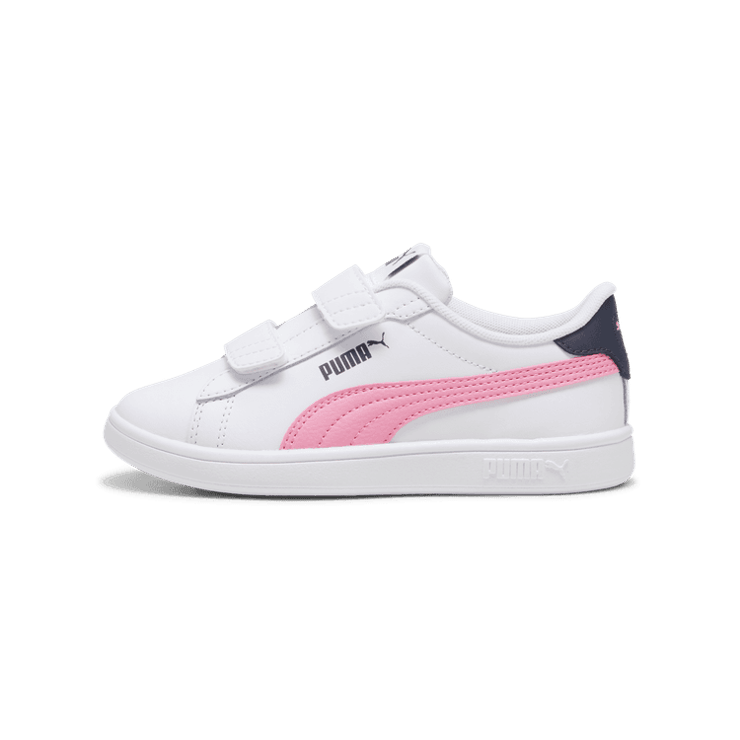 PUMA Smash 3.0 Leather V Sneakers in White/Mauved Out/Galactic Grey (PS) Angle 1