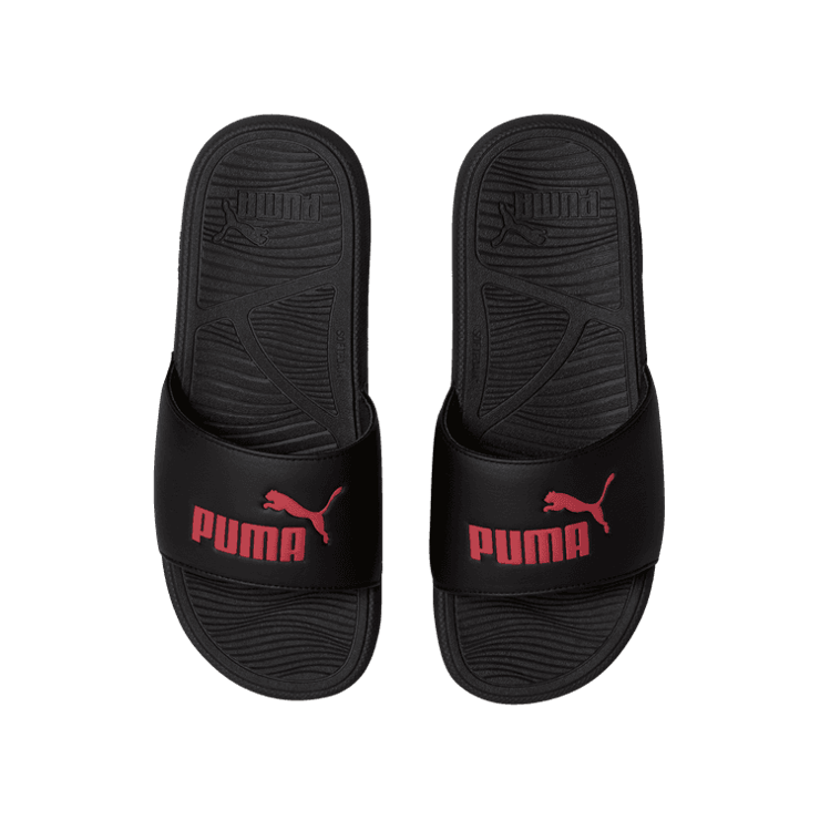PUMA Cool Cat 2.0 Slides in Black/Red Angle 2