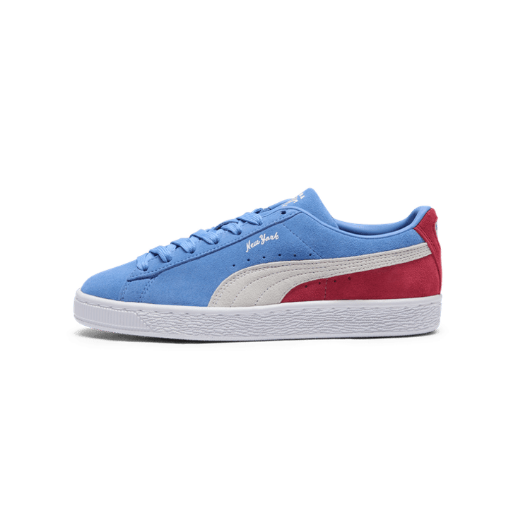 PUMA Suede Classic XXI NYC Sneakers in Blue Skies/White/Club Red Angle 1