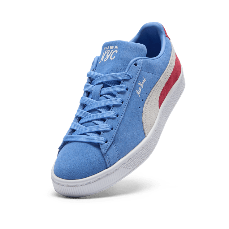 PUMA Suede Classic XXI NYC Sneakers in Blue Skies/White/Club Red Angle 2