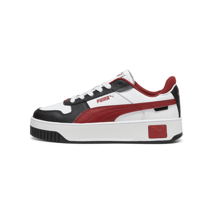 PUMA Carina Street Sneakers in White/Intense Red/Black Angle 1