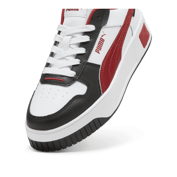 PUMA Carina Street Sneakers in White/Intense Red/Black Angle 2