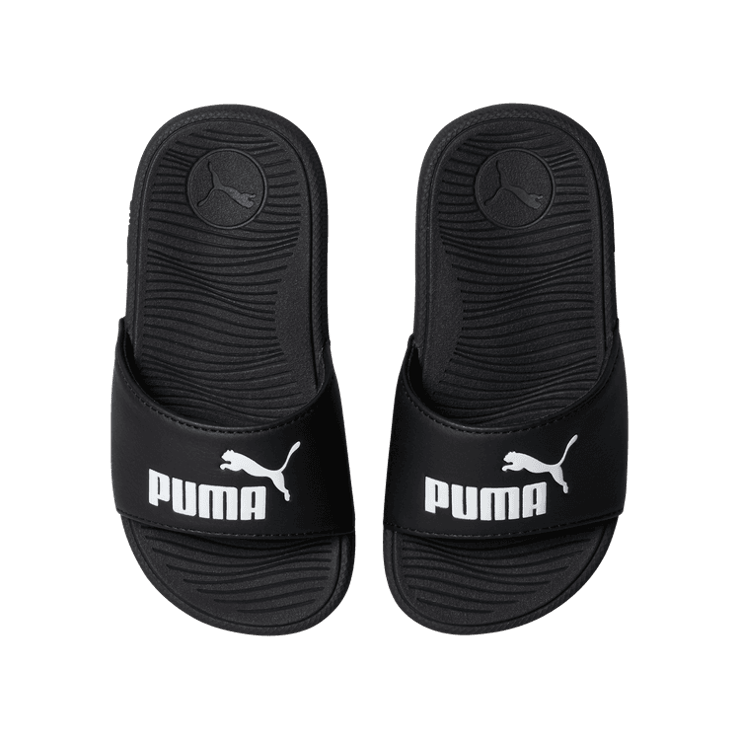 Puma Cool Cat 2.0 Slides Little Kid 'Black White' Angle 2