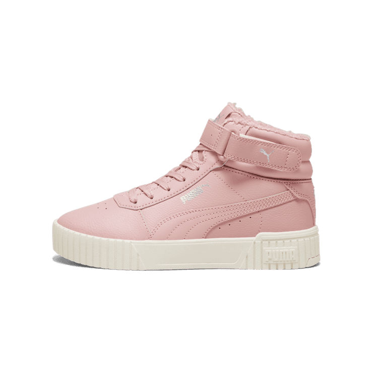 PUMA Carina 2.0 Mid Winter Sneakers Youth in Future Pink/Silver/Alpine Snow Angle 1