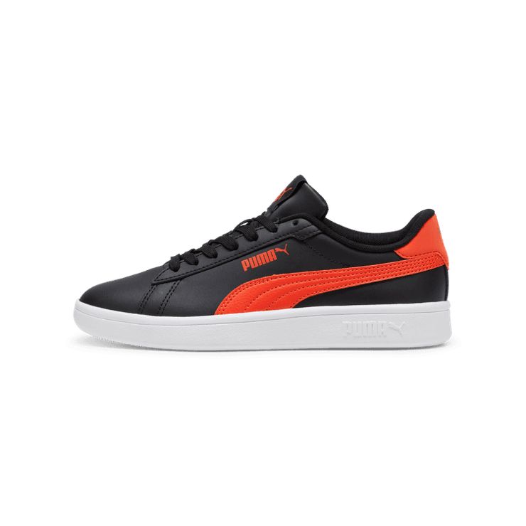 PUMA Smash 3.0 Leather Sneakers in Black/Redmazing (GS) Angle 1
