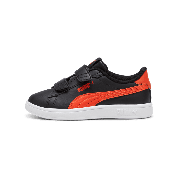 PUMA Smash 3.0 Leather V Sneakers in Black/Redmazing (PS) Angle 1