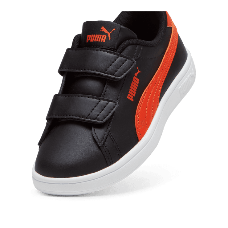 PUMA Smash 3.0 Leather V Sneakers in Black/Redmazing (PS) Angle 2