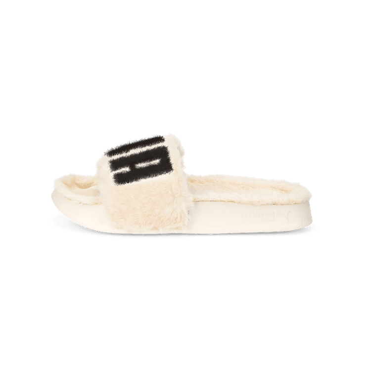 PUMA Leadcat 2.0 Fuzz Slides in Eggnog/Black Angle 1