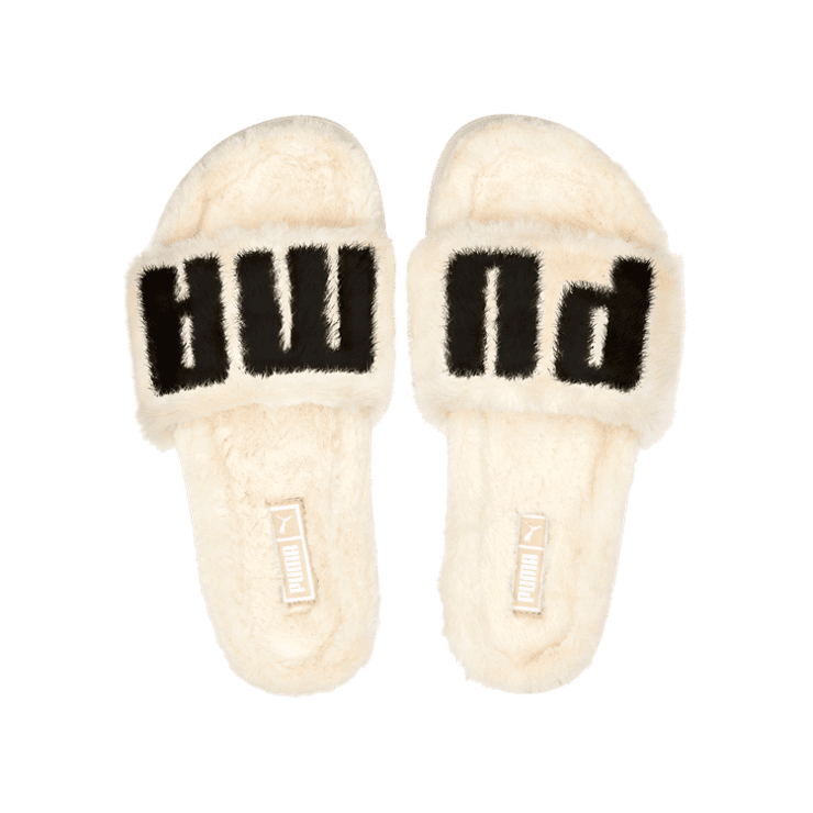 PUMA Leadcat 2.0 Fuzz Slides in Eggnog/Black Angle 2