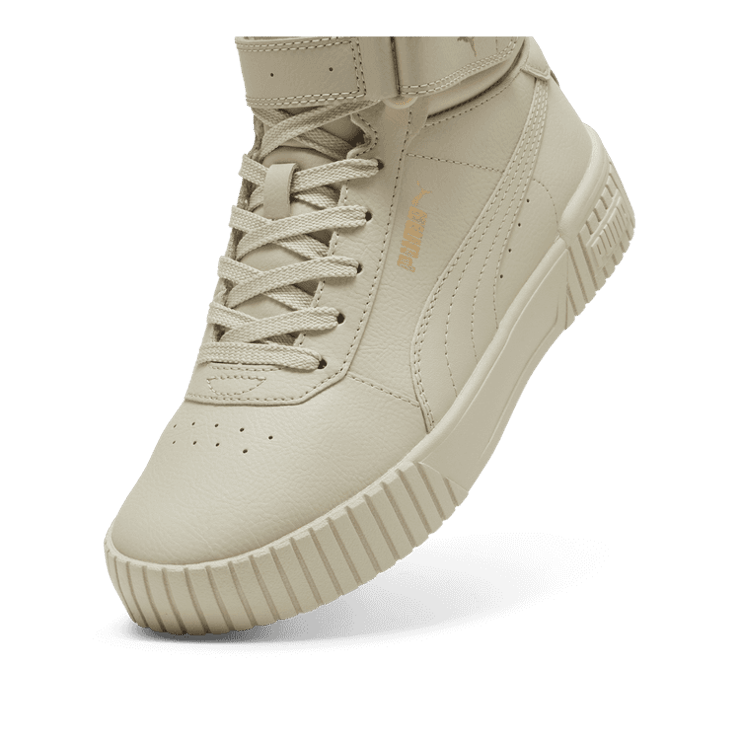 PUMA Carina 2.0 Mid Winter Sneakers in Desert Dust/Gold Angle 2