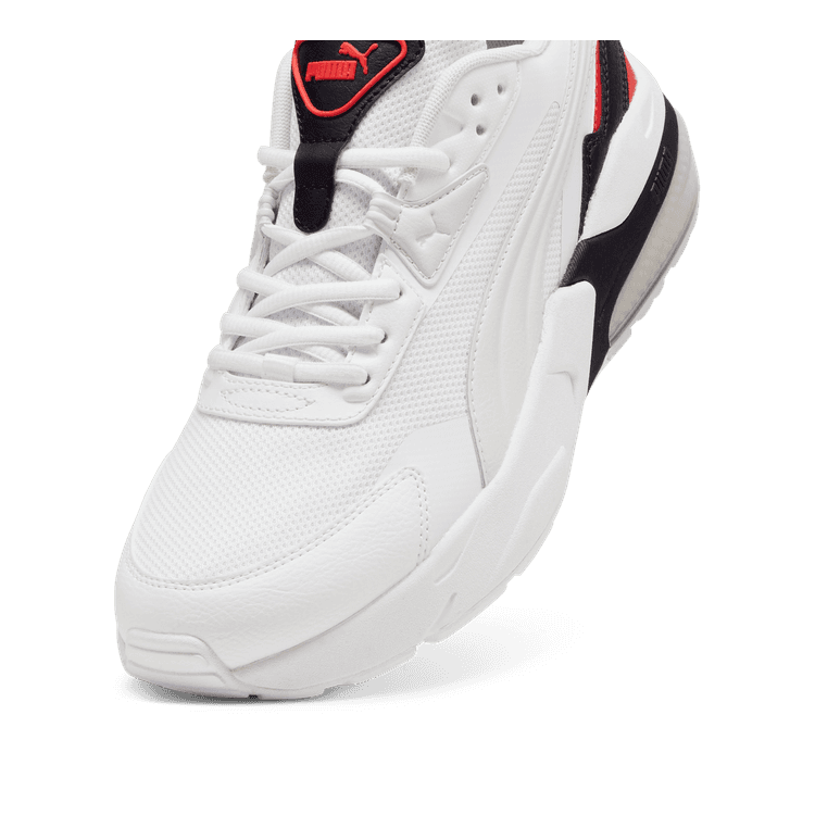 PUMA Vis2K Sneakers in White/Feather Grey/For All Time Red Angle 2