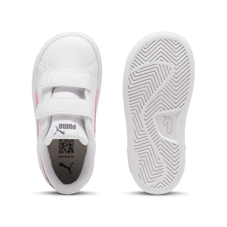 PUMA Smash 3.0 Leather V s' Sneakers in White/Mauved Out/Galactic Grey (TD) Angle 0