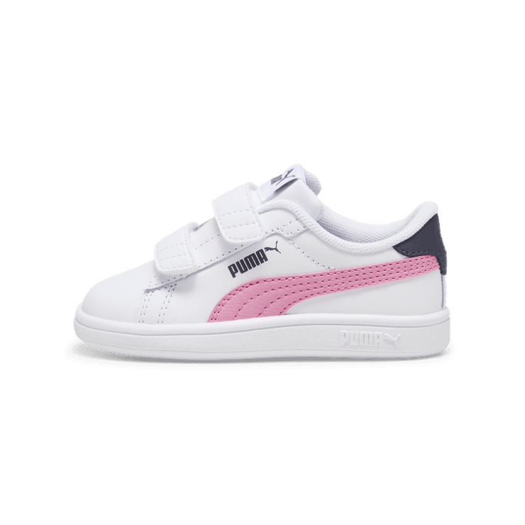 PUMA Smash 3.0 Leather V s' Sneakers in White/Mauved Out/Galactic Grey (TD) Angle 1
