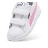 PUMA Smash 3.0 Leather V s' Sneakers in White/Mauved Out/Galactic Grey (TD) Angle 2
