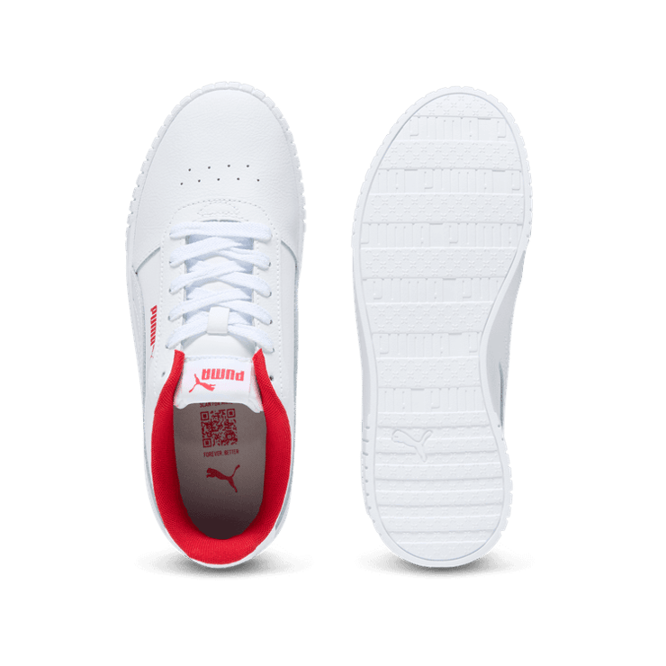 PUMA Carina 2.0 Sneakers in White/For All Time Red Angle 0