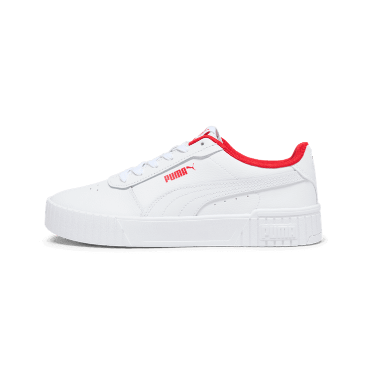 PUMA Carina 2.0 Sneakers in White/For All Time Red Angle 1