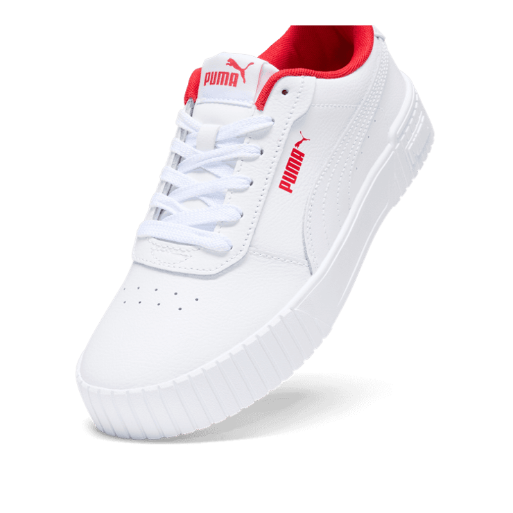 PUMA Carina 2.0 Sneakers in White/For All Time Red Angle 2
