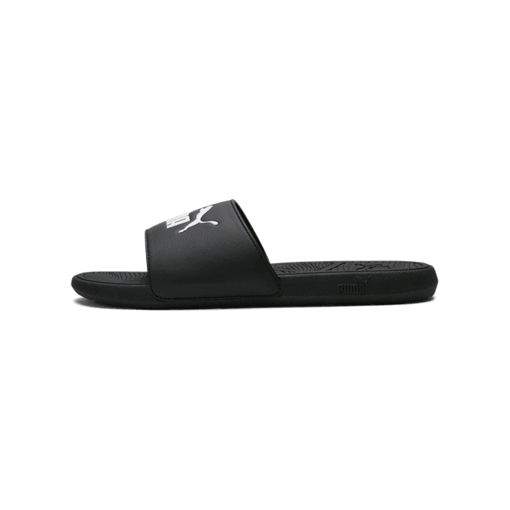 PUMA Cool Cat 2.0 Slides in Black/White Angle 1